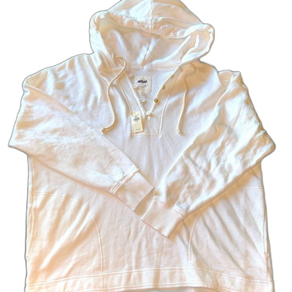 Aerie Oversized 100% Cotton Henley Hoodie, NWT, Size XS - Picture 1 of 8